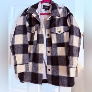 Black and Cream Plaid Jacket